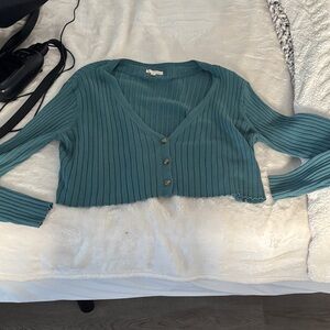 La Hearts Teal Knit Cardigan